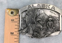 Vintage 1984 Alaska Belt Buckle Eagle Pewter Siskiyou Buckle Company