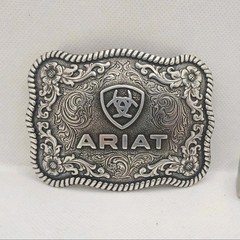 Ariat Western Floral Silver Metal woman&rsquo;s Belt Buckle Rectangular Antique Finish