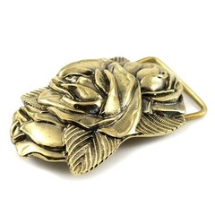 Belt buckle Rose American Beauty, Handmade brass flower women accessories,