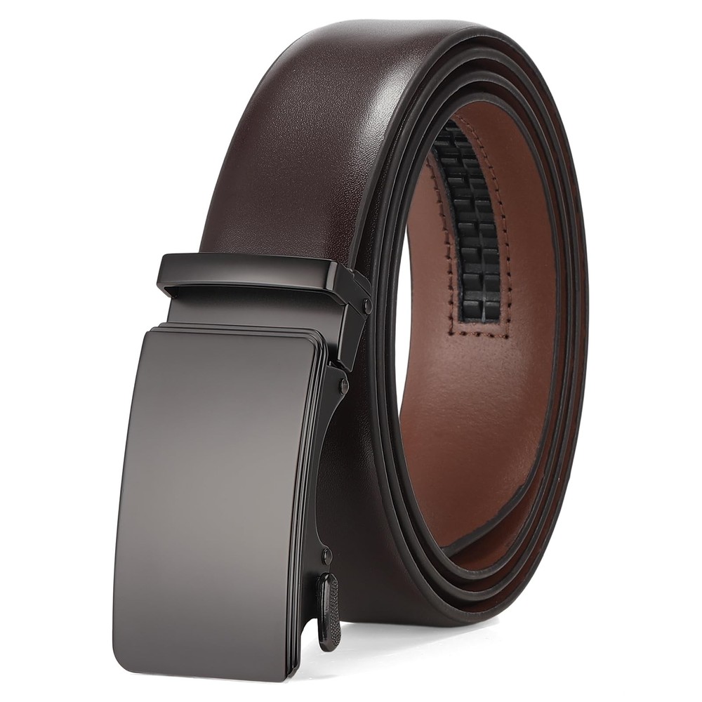 SENDEFN Men&rsquo;s Leather Belt – 28&Prime; to 44&Prime; Waist Adjustable, Coffee-iron Gray