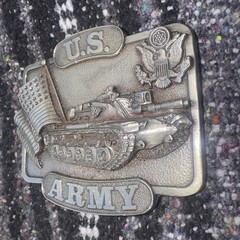 Belt Buckle Bergamot Brass Works US Army Tank Military Patriotic USA Made 1982