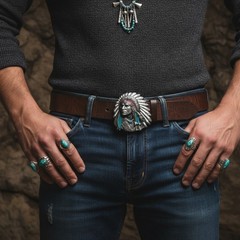 Men Women Silver Metal Western Belt Buckle Cowboy Native American Indian Unisex