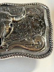 Steer Head Skull Belt Buckle With Rope Border Preloved