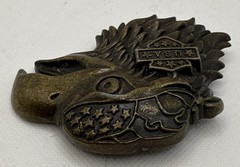 Vtg bronze Belt Buckle Eagle bandana stars USA