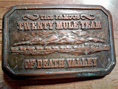 US Borax 1985 The Famous Twenty Mule Team of Death Valley Mining Belt Buckle
