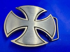 Maltese Celtic Iron Cross Gothic Punk Biker Vibe Cutout Silver Color Belt Buckle