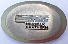 belt buckle oval 1970s silver Norfolk & Southern railroad 4&Prime; long…rare