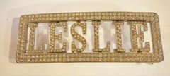 Wide Bling Rhinestone Name Belt Buckle Leslie 5-1/2&Prime; wide x 1-1/2&Prime; 1-1/8&Prime; Belt
