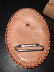 Handmade Tooled Leather Bear Belt Buckle Rust Brown 4.5&Prime; X 3.5&Prime;