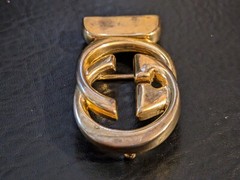 Gucci Interlocking Belt Buckle Gold Parfums Mod Brev Monogram 2.5 x 1.5 in