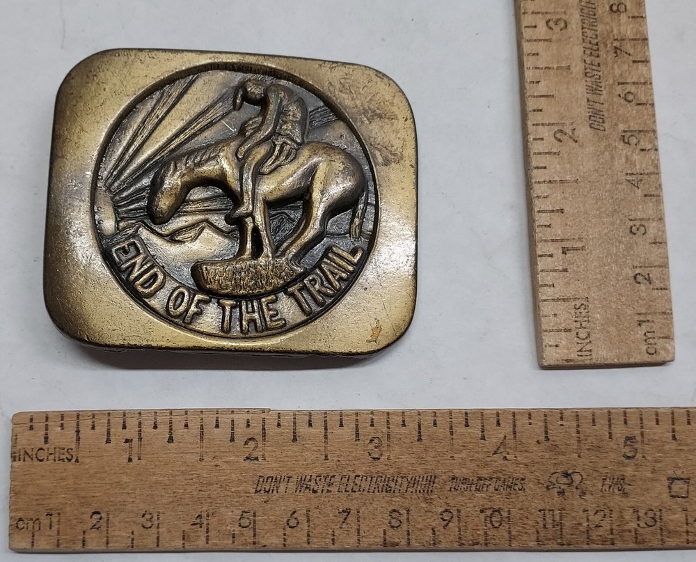 END OF THE TRAIL – Native American – belt BUCKLE – numbered – listing #6872