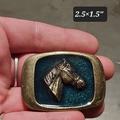 1983 LIMITED MM Horse BELT BUCKLE- Colorful Border #1302 Made In USA Chicago