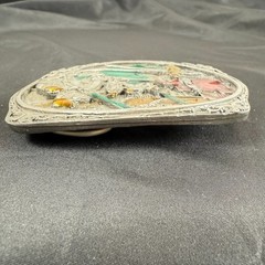 Vintage 90s C&J Firefighters At Work Belt Buckle Colored Enameled 3.5&Prime; Made USA