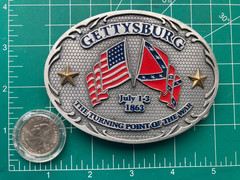 THE TURNING POINT OF THE CIVIL WAR Gettysburg Belt Buckle PEWTER TONE ENAMEL EMI