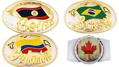 Flag Belt Buckles Men Unisex Metal Silver Gold Women North South America Us New