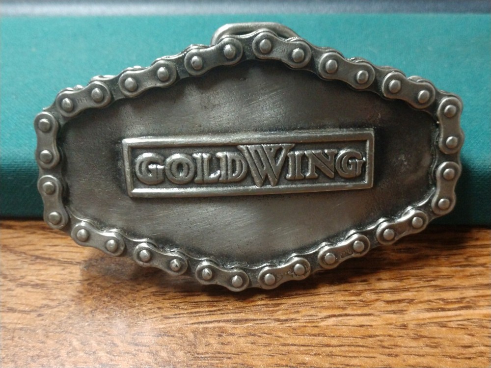 VINTAGE 1976 HONDA GOLD WING CHAIN LOGO LIMITED MOTORCYCLE BELT BUCKLE