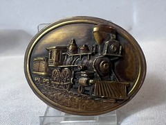 1984 Belt Buckle Bergamot Brass Works Train Steam Locomotive L-143 Rail Road