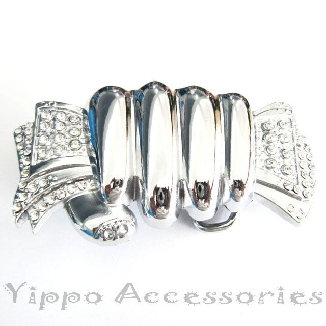 Fist Hand Full of Cash w/ Rhinestones Metal Fashion Belt Buckle