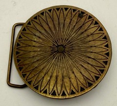 Vintage Adazy of Denver Brass Belt Buckle Geometric Sunburst Design