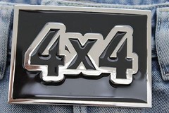 Men Women Fashion Belt Buckle Silver Black Metal 4X4 Four By Four Offroad Biker