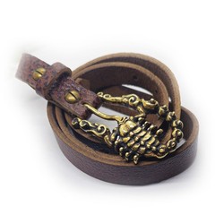 Scorpion Brass Belt Buckle with Bizon Genuine Leather
