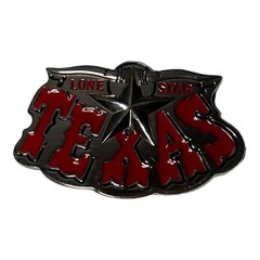 Lone Star State Texas Bull Horns Longhorn Red Letter Belt Buckle Western Country