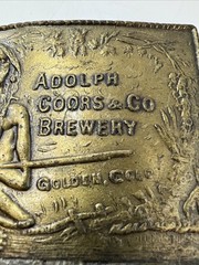 Vintage 1970s Brass Adolph Coors Beer Brewery Large Belt Buckle Native American