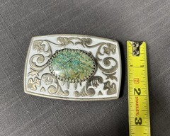 Cowboy Western Style Belt Buckle Framed Stone Southwest Mens Unisex Yeehaw READ