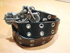 Motorcycle Eyelet Grunge Punk Grommet Leather Belt Buckle Unisex Black Motocross