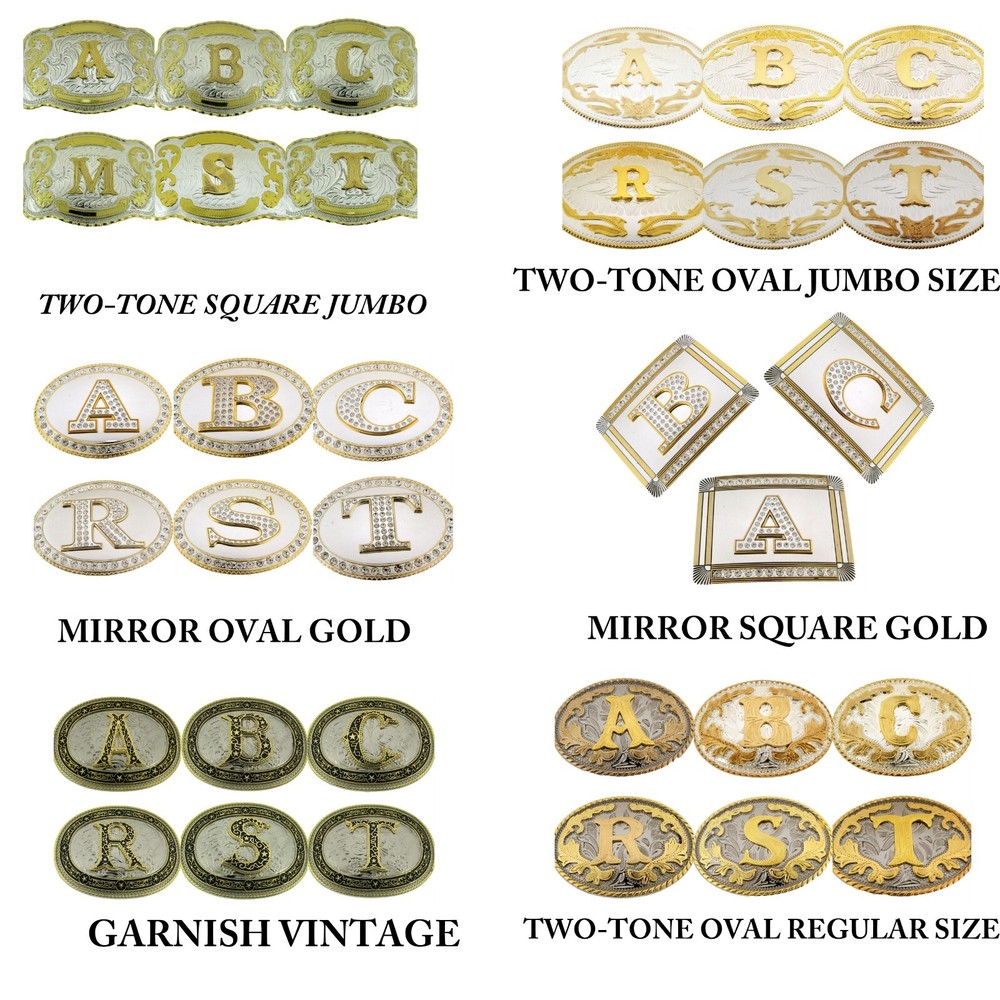 New Men Women Western Initial Rodeo Letter A-Z Silver Gold Metal Antiqued Mirror