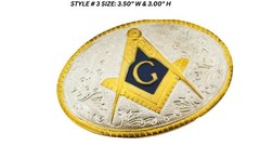 Mason Masonic Men Fraternal Compass Masonry Freemasonry Belt Buckle Gold Metal