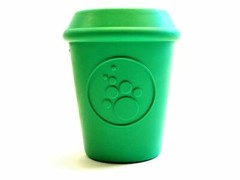 Sodapup Coffee Cup Treat Dispenser Durable Rubber Chew Dog Toy – Green – Medium