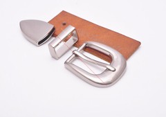25mm Western Single Prong End Bar Leathercraft Belt Buckle Loop Tip 3 Pcs Set