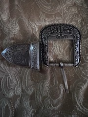 Ariat Men&rsquo;s Silver Western Belt Buckle Floral Engraved Metal