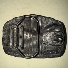 Vintage 1983 US Navy Anytime Baby Enamel Inlay Belt Buckle Painted Pewter KG JD