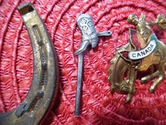 Vintage Anson COWBOY Tie Bar Clip Pin Brooch Lucky Horseshoe Boot WESTERN Rodeo
