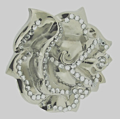 Flower Belt Buckles White Rose Vintage Bling Iced Silver Metal Cowgirl Western