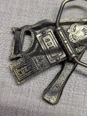 vintage USA made CARPENTER belt buckle TOOLS handyman craftsman BRASS western