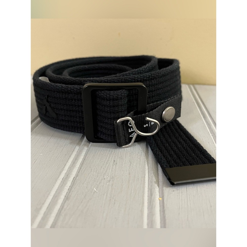 American Eagle Black Adjustable Cotton Web Belt Slider Buckle Mens Small NWT