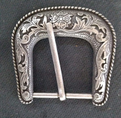 Antique Worn Western Floral Engraved Antique Belt Buckle 1 1/2&Prime;