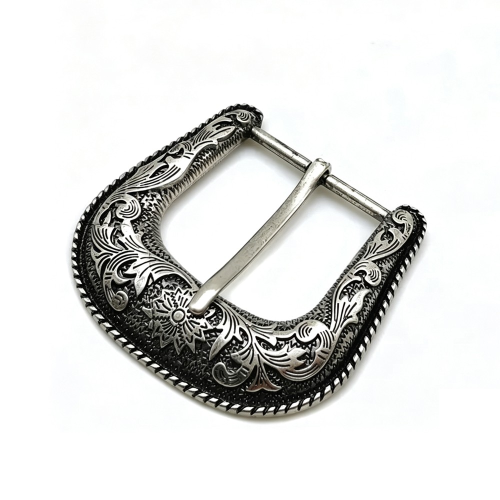 Western Cowboy Silver Flower Engraved Belt Pin Buckle Fits 1-1/2&Prime; Strap New