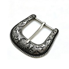 Western Cowboy Silver Flower Engraved Belt Pin Buckle Fits 1-1/2&Prime; Strap New