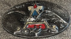ANHEUSER-BUSCH logo Belt Buckle Vintage Metal Enamel