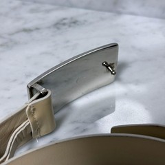 GUCCI buckle belt Logo hardware Authentic Beige Leather Made in Italy Men&rsquo;s