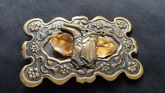 WESTERN COWBOY BOOTS FLORAL BELT BUCKLE INSERT DARK BRONZE BRASS TONED