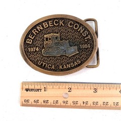 Bernbeck Construction Belt Buckle Bronze Tone Bulldozer Vintage 1974-1984