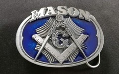 MASON MASONIC SQUARE COMPASS BLUE LODGE G BELT BUCKLE MADE IN USA C&J INC 1985