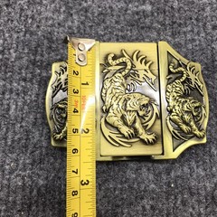 Antique Brushed Tiger Belt Buckle with Lighter, Stock in US