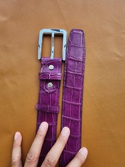 3.8CM Purple 100% Luxury Genuine Leather Skin Mens Belt Buckle-customize