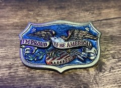 Vintage 1984 Great American Products Metal Belt Buckle “I’m Proud To Be American